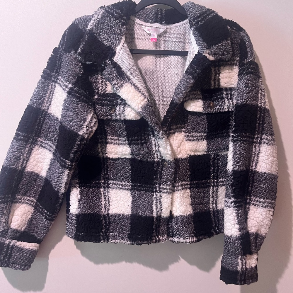 No Boundaries Black and White Plaid Jacket